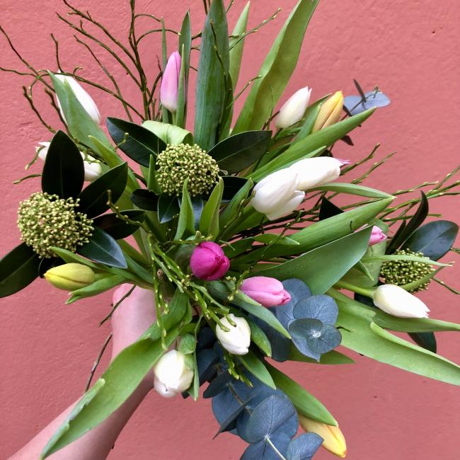 Tulpanbukett blandad